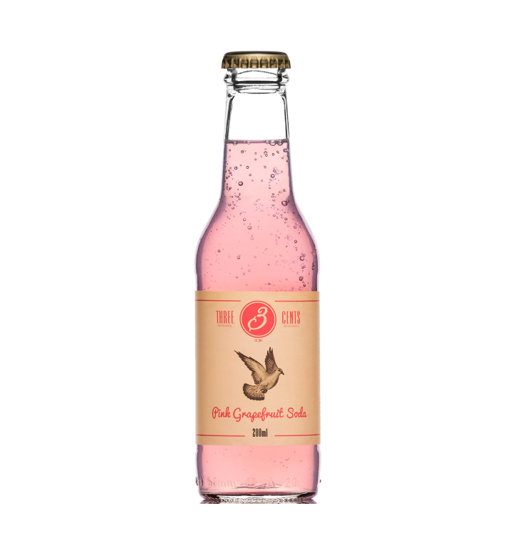 Cava Garnelis Corfu picture of Three Cents Pink Grapefruit Soda 200ml